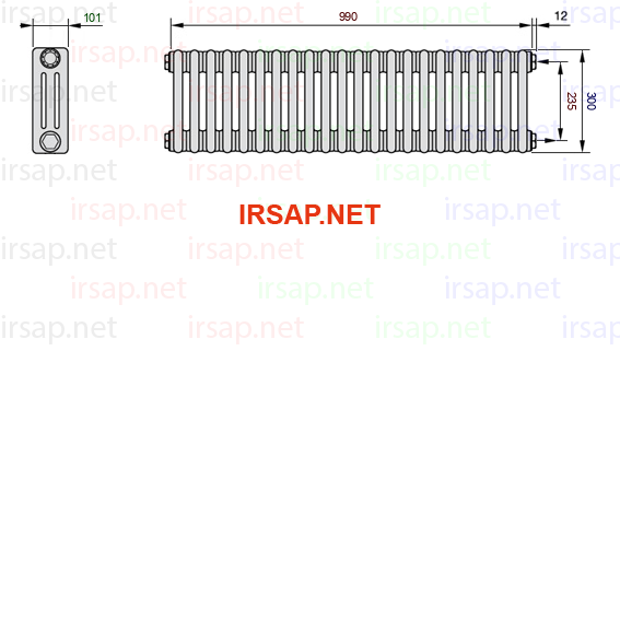 чертеж радиатора Irsap Tesi 30300-2230300-22-02-01